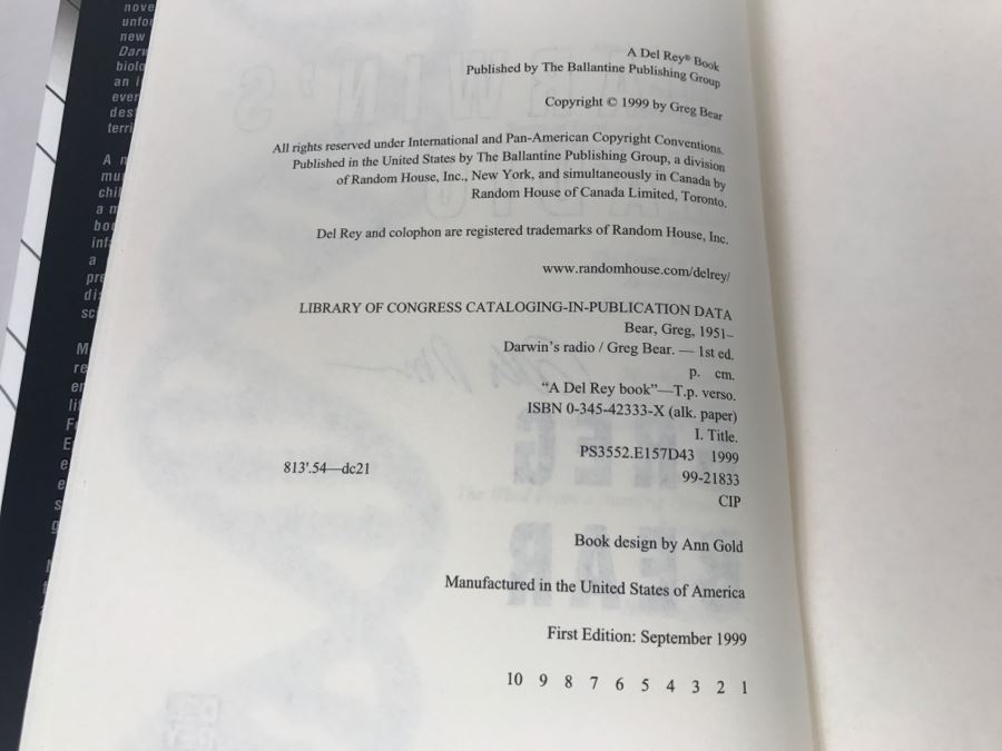 Signed First Edition 1999 Hardcover Book Darwin's Radio By Greg Bear [Photo 8]