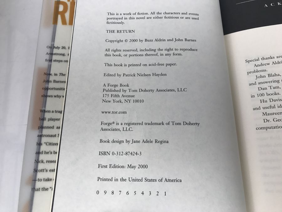 Signed First Edition 2000 Hardcover Book The Return By Buzz Aldrin And John Barnes (Signed By Buzz Aldrin) [Photo 8]