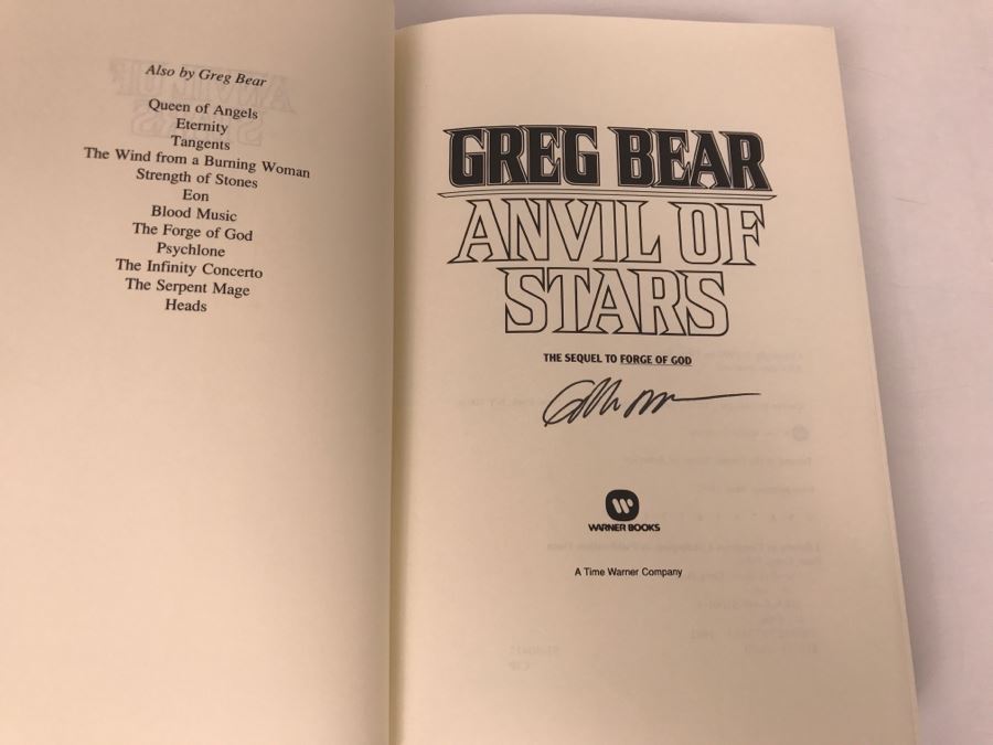 Signed First Printing 1992 Hardcover Book Anvil Of Stars By Greg Bear [Photo 6]