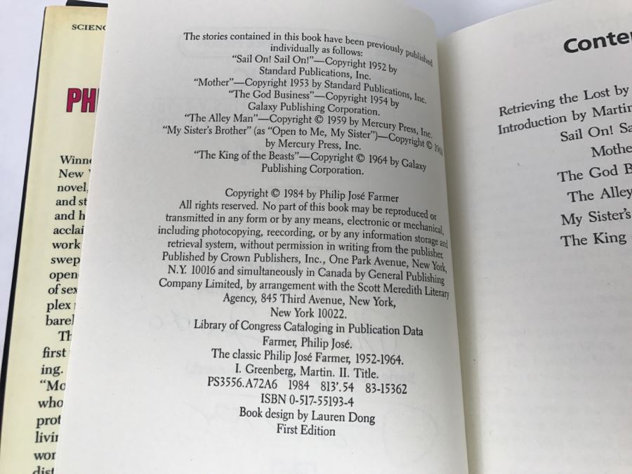Signed First Edition 1984 Hardcover Book The Classic Philip Jose Farmer, 1952-1964 By Philip Jose Farmer [Photo 8]