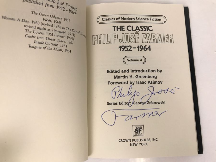 Signed First Edition 1984 Hardcover Book The Classic Philip Jose Farmer, 1952-1964 By Philip Jose Farmer [Photo 5]