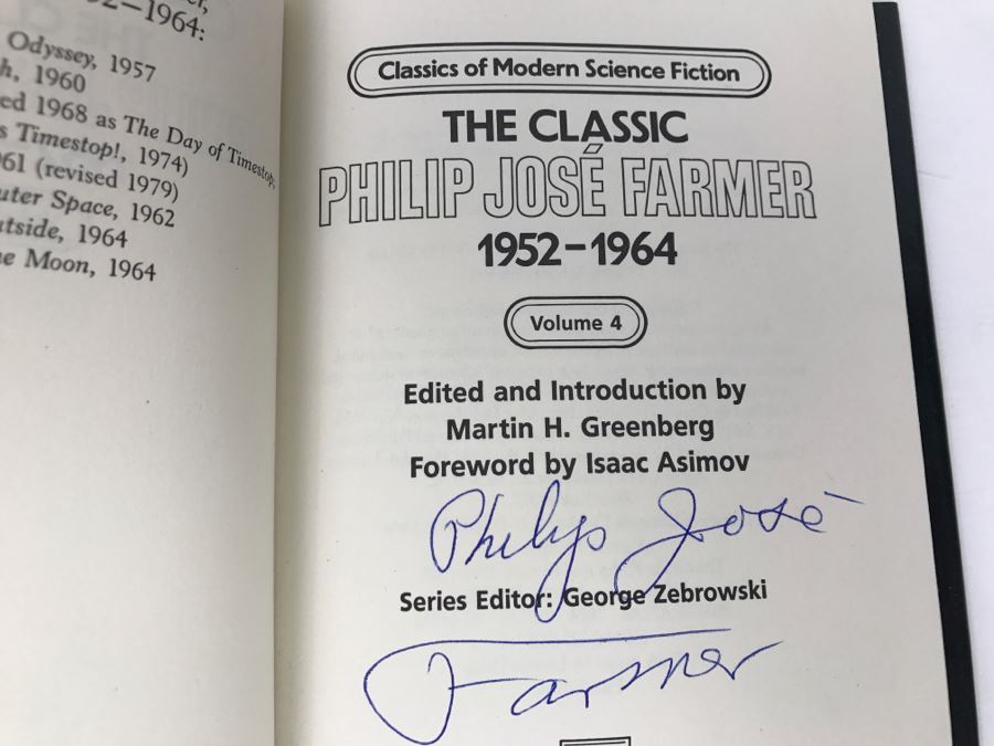 Signed First Edition 1984 Hardcover Book The Classic Philip Jose Farmer, 1952-1964 By Philip Jose Farmer [Photo 6]