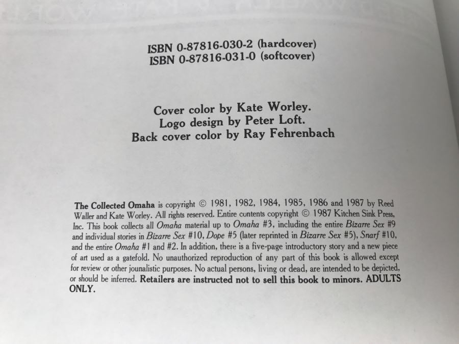 Signed Limited Edition Hardcover Book The Collected 'OMAHA' The Cat Dancer By Reed Waller And Kate Worley 1622 Of 1700 (Signed By Both Authors) ADULT Book [Photo 12]