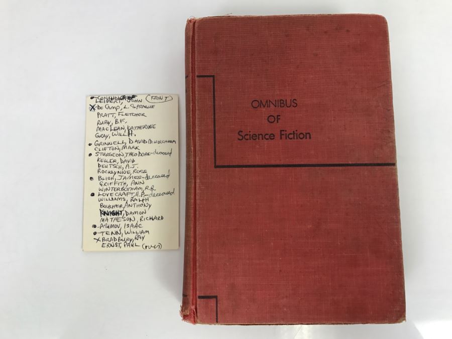 Signed Second Printing 1953 Hardcover Book Omnibus Of Science Fiction Signed By Ray Bradbury, L. Sprague De Camp, Jack Vance, A.E. Van Vogt, Alan E. Nourse [Photo 2]