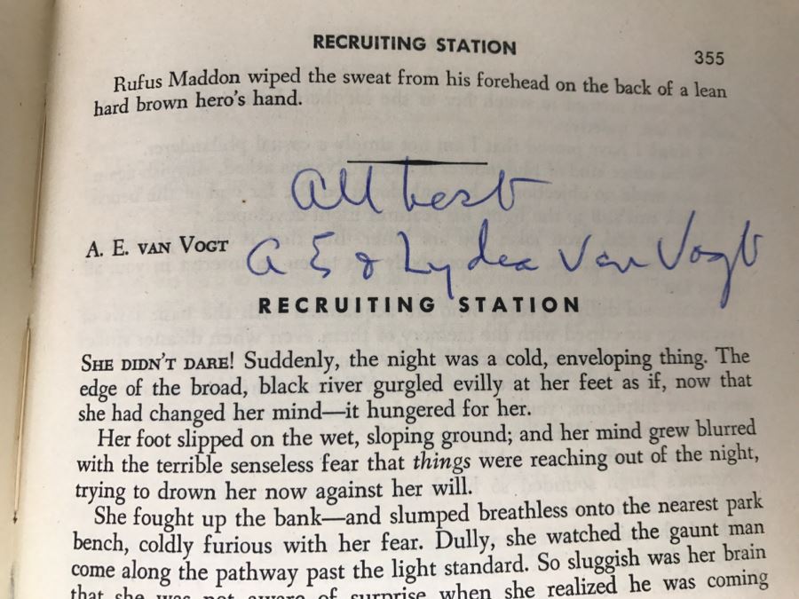 Signed Second Printing 1953 Hardcover Book Omnibus Of Science Fiction Signed By Ray Bradbury, L. Sprague De Camp, Jack Vance, A.E. Van Vogt, Alan E. Nourse [Photo 21]