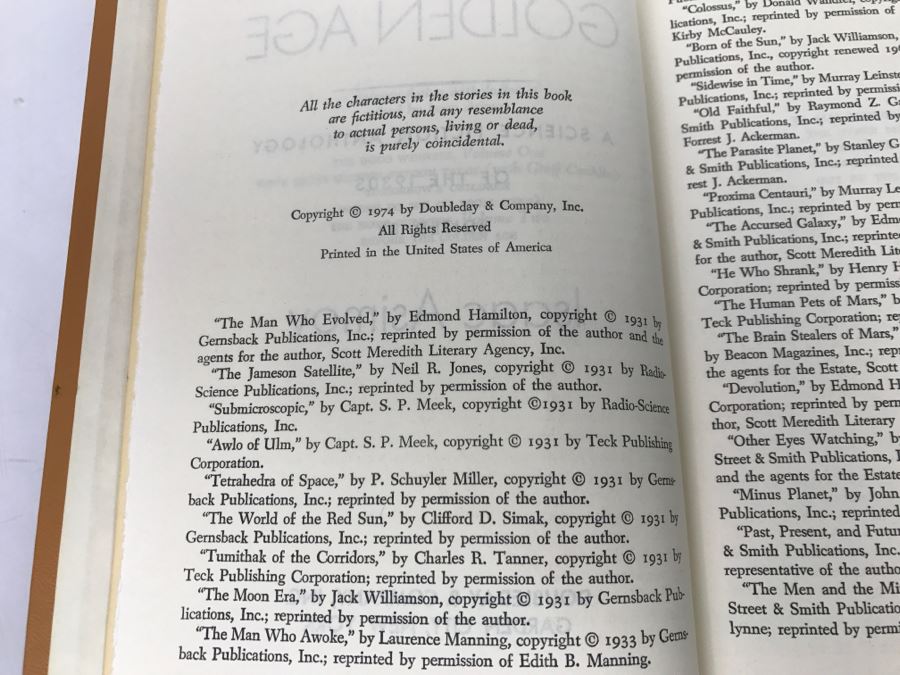 Signed 1974 Hardcover Book Before The Golden Age: A Science Fiction Anthology Of The 1930s Edited By Isaac Asimov (Signed By Jack Williamson) [Photo 7]