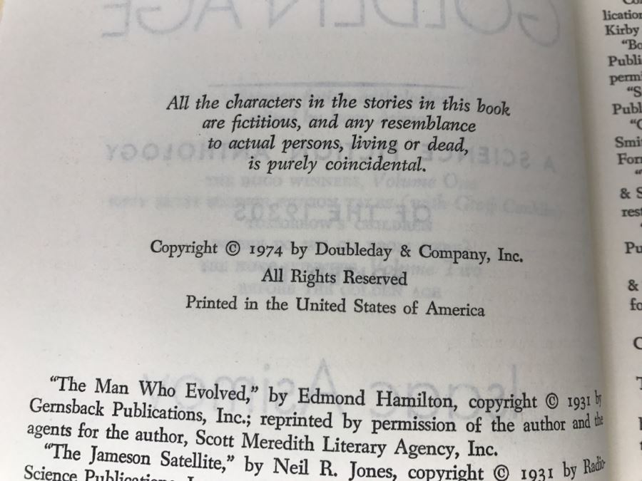 Signed 1974 Hardcover Book Before The Golden Age: A Science Fiction Anthology Of The 1930s Edited By Isaac Asimov (Signed By Jack Williamson) [Photo 8]