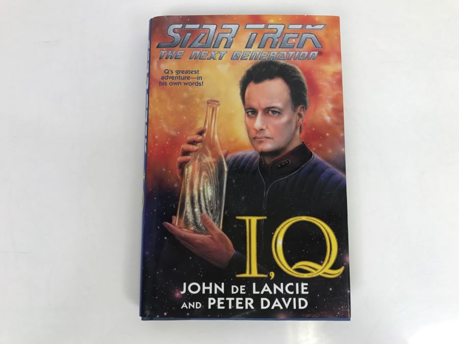 Signed First Pocket Books Printing 1999 Hardcover Book STAR TREK The Next Generation I,Q By John De Lancie And Peter David (Signed By Peter David) [Photo 2]