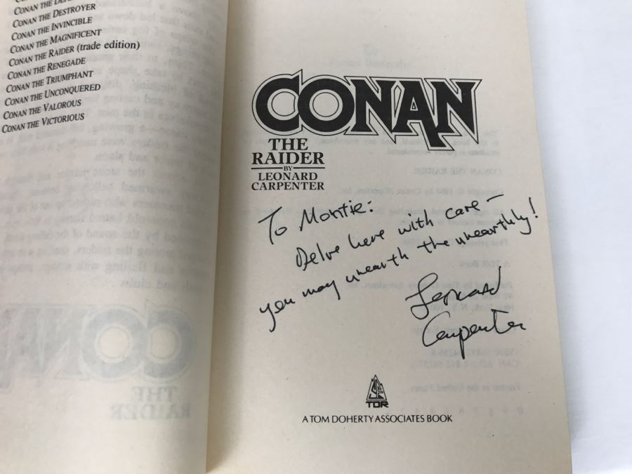 Signed First Printing 1986 Paperback Book Conan The Raider By Leonard Carpenter [Photo 5]