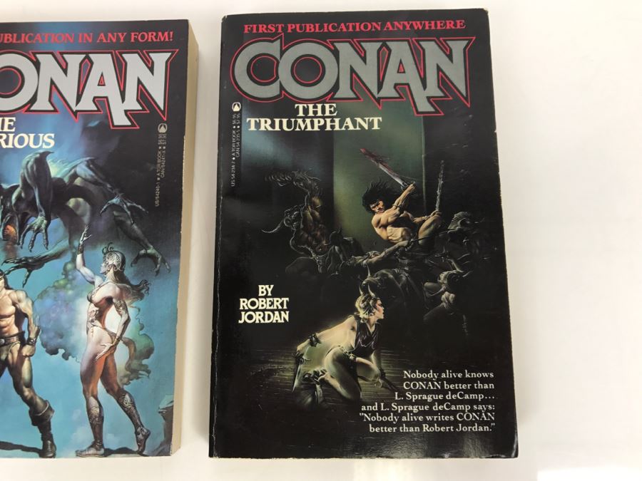 Signed Set Of (3) First Printing Paperback Books: 1982 Conan The Defender, 1983 Conan The Triumphant And 1984 Conan The Victorious By Robert Jordan (Each Copy Signed By Robert Jordan) [Photo 5]