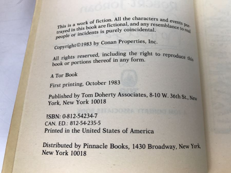 Signed Set Of (3) First Printing Paperback Books: 1982 Conan The Defender, 1983 Conan The Triumphant And 1984 Conan The Victorious By Robert Jordan (Each Copy Signed By Robert Jordan) [Photo 13]