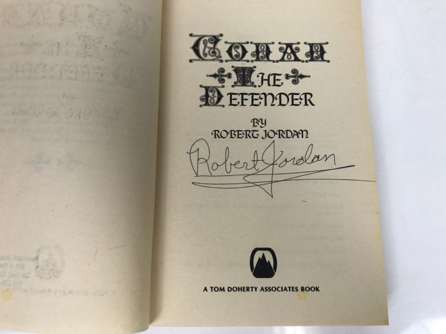 Signed Set Of (3) First Printing Paperback Books: 1982 Conan The Defender, 1983 Conan The Triumphant And 1984 Conan The Victorious By Robert Jordan (Each Copy Signed By Robert Jordan) [Photo 8]