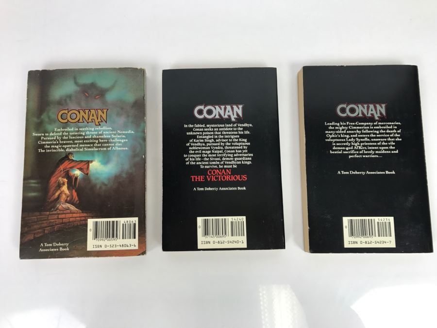 Signed Set Of (3) First Printing Paperback Books: 1982 Conan The Defender, 1983 Conan The Triumphant And 1984 Conan The Victorious By Robert Jordan (Each Copy Signed By Robert Jordan) [Photo 7]