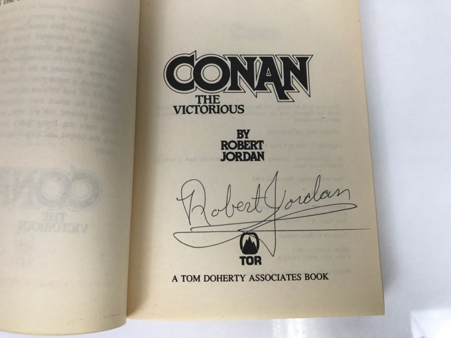 Signed Set Of (3) First Printing Paperback Books: 1982 Conan The Defender, 1983 Conan The Triumphant And 1984 Conan The Victorious By Robert Jordan (Each Copy Signed By Robert Jordan) [Photo 14]