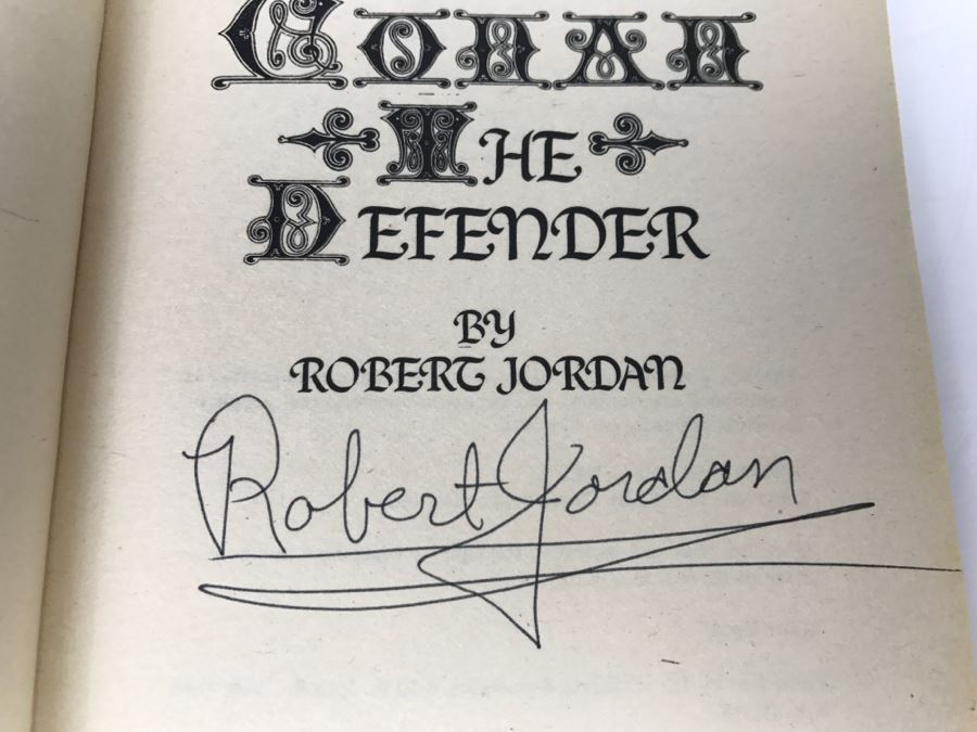 Signed Set Of (3) First Printing Paperback Books: 1982 Conan The Defender, 1983 Conan The Triumphant And 1984 Conan The Victorious By Robert Jordan (Each Copy Signed By Robert Jordan) [Photo 9]