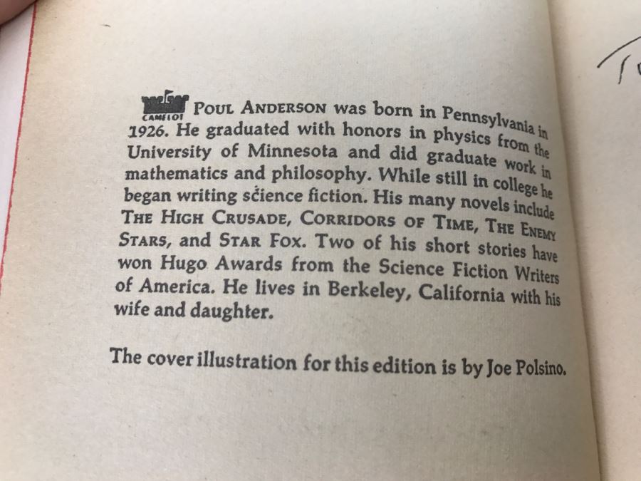 Signed First Printing Camelot Edition 1969 Vault Of The Ages By Poul Anderson [Photo 7]