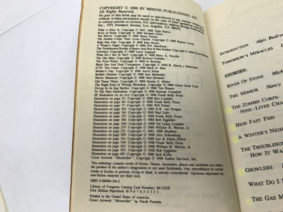 Signed First Edition 1988 Paperback Book L. Ron Hubbard Presents Writers Of The Future Volume IV (Signed By Algis Budrys, Tim Powers And Kelly Freas) [Photo 8]
