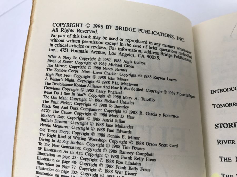Signed First Edition 1988 Paperback Book L. Ron Hubbard Presents Writers Of The Future Volume IV (Signed By Algis Budrys, Tim Powers And Kelly Freas) [Photo 9]