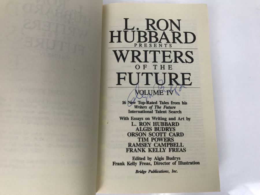 Signed First Edition 1988 Paperback Book L. Ron Hubbard Presents Writers Of The Future Volume IV (Signed By Algis Budrys, Tim Powers And Kelly Freas) [Photo 6]