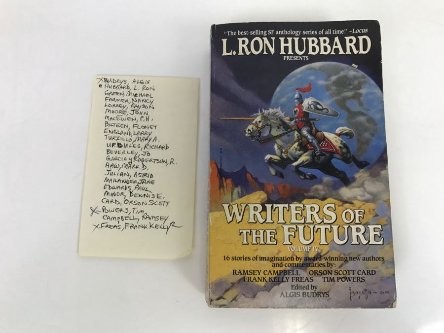 Signed First Edition 1988 Paperback Book L. Ron Hubbard Presents Writers Of The Future Volume IV (Signed By Algis Budrys, Tim Powers And Kelly Freas) [Photo 2]