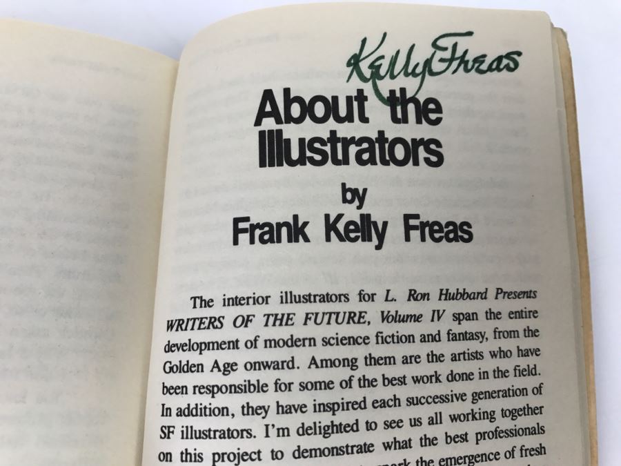Signed First Edition 1988 Paperback Book L. Ron Hubbard Presents Writers Of The Future Volume IV (Signed By Algis Budrys, Tim Powers And Kelly Freas) [Photo 14]