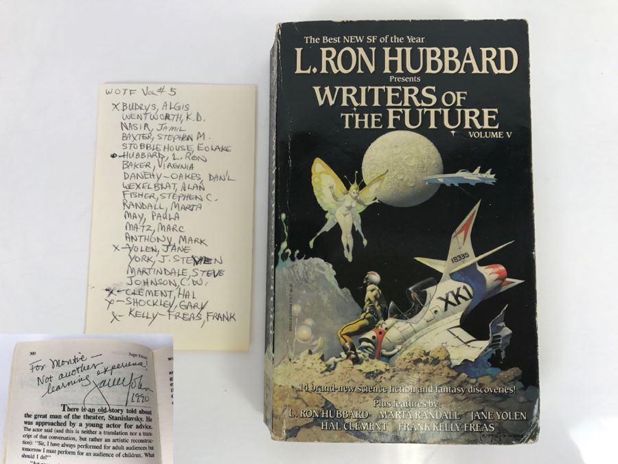 Signed First Edition 1989 Paperback Book L. Ron Hubbard Presents Writers Of The Future Volume V (Signed By Algis Budrys, Jane Yolen, Hal Clement, Gary Shockley And Kelly Freas) [Photo 15]