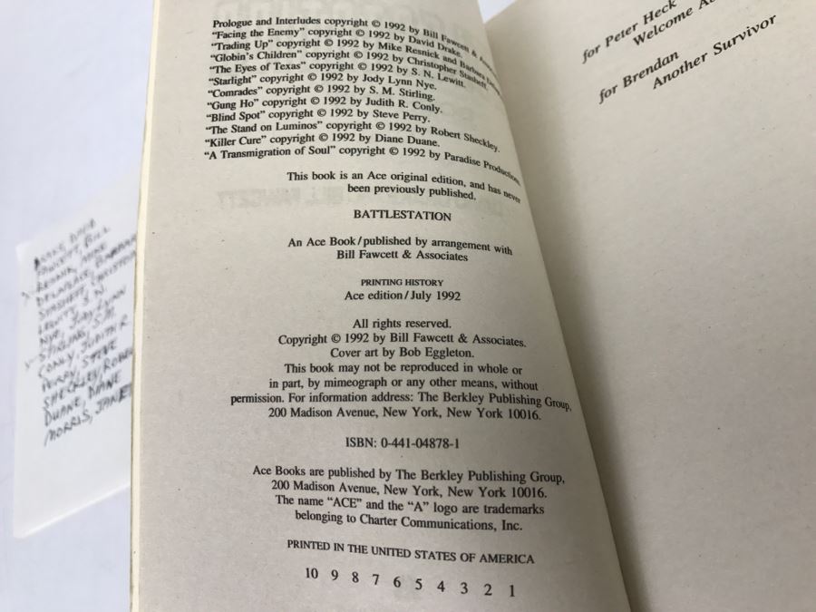 Signed First Edition 1992 Paperback Book Battlestation Book One (Signed By Mike Resnick And S.M. Stirling) [Photo 7]