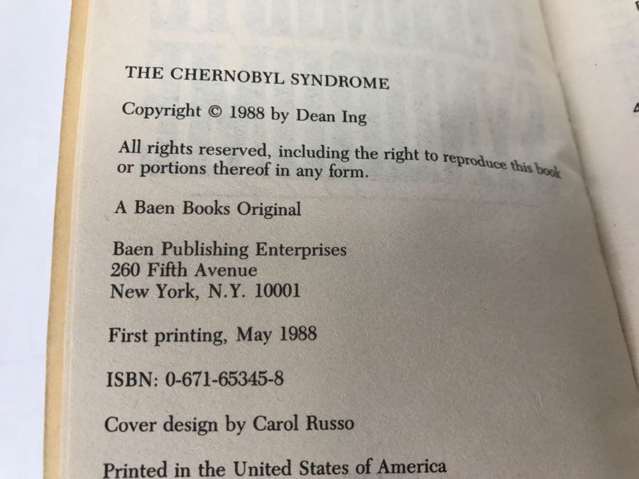 Signed First Edition 1988 Paperback Book The Chernobyl Syndrome By Dean Ing [Photo 9]