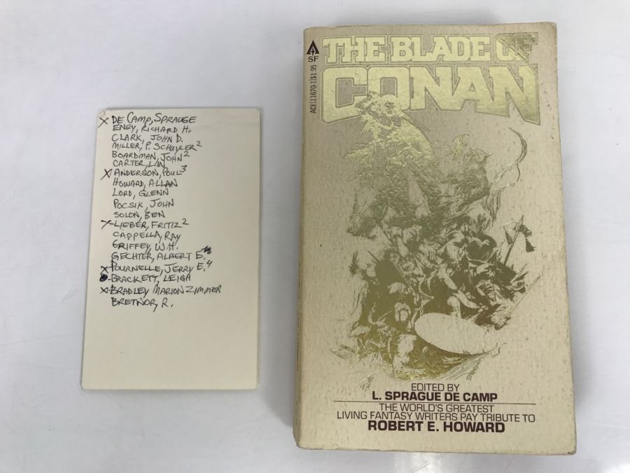 Signed First Ace Printing 1979 Paperback Book The Blade Of Conan By L. Sprague De Camp (Signed By L. Sprague De Camp, Poul Anderson, Fritz Leiber, Jerry E. Pournelle And Marion Zimmer Bradley) [Photo 2]