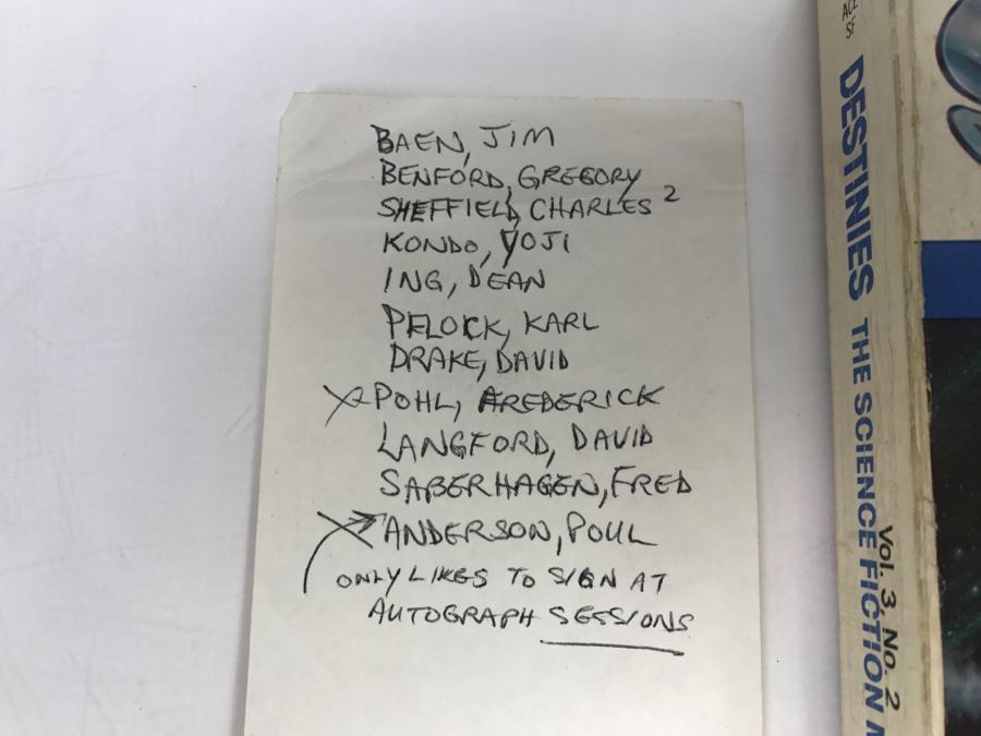 Signed Destinies The Paperback Magazine Of Science Fiction And Speculative Fact Volume 3, No. 2 (Signed By Frederik Pohl And Poul Anderson) [Photo 3]