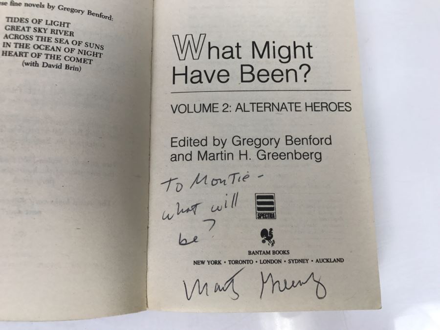 Signed 1990 Paperback Book What Might Have Been? Volume 2: Alternate Heroes (Signed By Gregory Benford, Martin H. Greenberg, Harry Turtledove, James Morrow And Judith Tarr) [Photo 6]