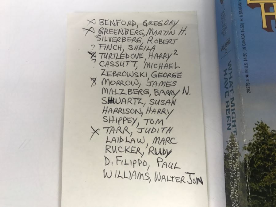 Signed 1990 Paperback Book What Might Have Been? Volume 2: Alternate Heroes (Signed By Gregory Benford, Martin H. Greenberg, Harry Turtledove, James Morrow And Judith Tarr) [Photo 3]