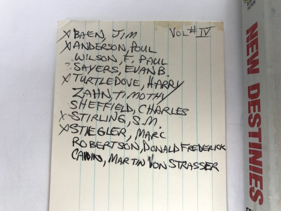 Signed First Printing 1988 Paperback Book New Destinies, Summer 1988 (Signed By Jim Baen, Poul Anderson, Harry Turtledove, S.M. Stirling And Marc Stiegler) [Photo 3]