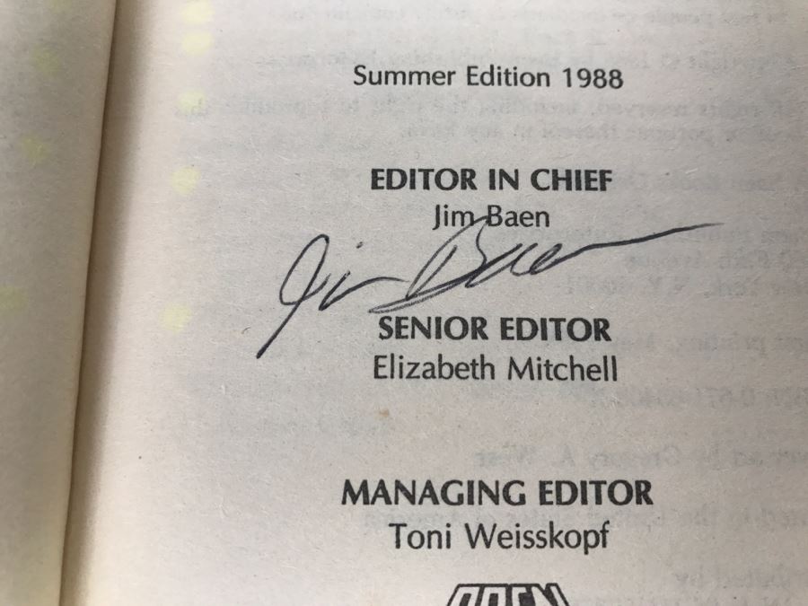 Signed First Printing 1988 Paperback Book New Destinies, Summer 1988 (Signed By Jim Baen, Poul Anderson, Harry Turtledove, S.M. Stirling And Marc Stiegler) [Photo 7]