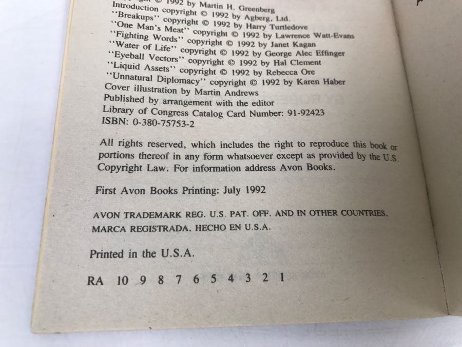 Signed First Avon Books Printing 1993 Paperback Book Isaac's Universe: Unnatural Diplomacy (Vol. 3) Signed By Harry Turtledove [Photo 8]