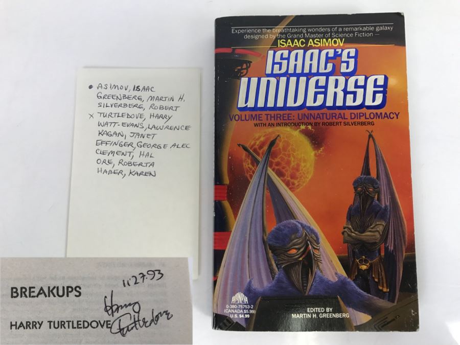 Signed First Avon Books Printing 1993 Paperback Book Isaac's Universe: Unnatural Diplomacy (Vol. 3) Signed By Harry Turtledove [Photo 1]
