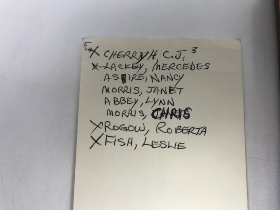 Signed First Printing 1988 Paperback Book Merovingen Nights #3 Troubled Waters By C.J. Cherryh (Signed By C.J. Cherryh, Mercedes Lackey, Roberta Rogow And Leslie Fish) [Photo 3]