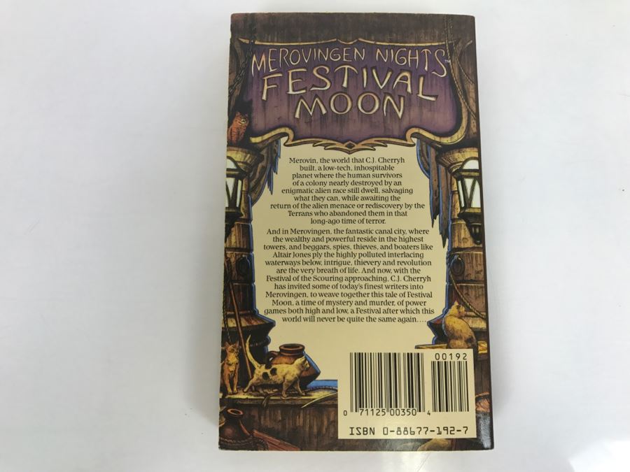 Signed First Printing 1987 Paperback Book Merovingen Nights Festival Moon By C.J. Cherryh (Signed By C.J. Cherryh, Mercedes Lackey And Leslie Fish) [Photo 3]