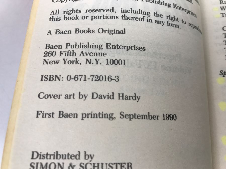 Signed First Baen Printing 1990 New Destinies, Volume IX (Signed By Jim Baen, Kevin O'Donnell Jr., Jerry Pournelle And S.M. Stirling) [Photo 9]