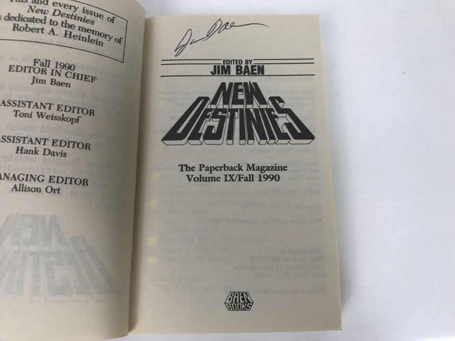 Signed First Baen Printing 1990 New Destinies, Volume IX (Signed By Jim Baen, Kevin O'Donnell Jr., Jerry Pournelle And S.M. Stirling) [Photo 6]
