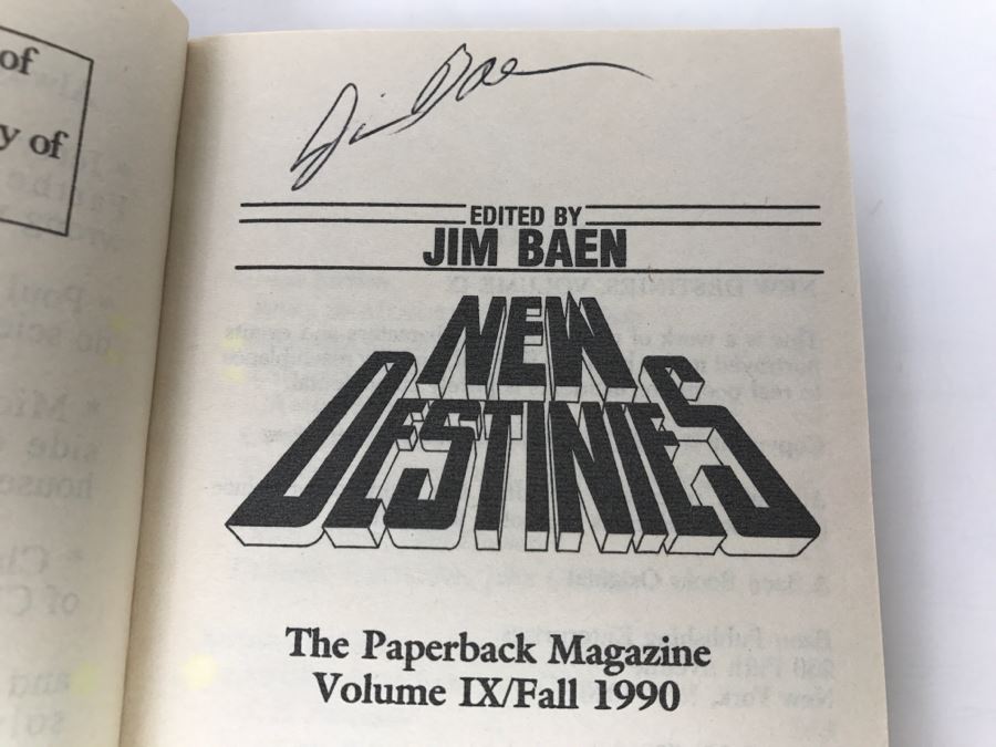 Signed First Baen Printing 1990 New Destinies, Volume IX (Signed By Jim Baen, Kevin O'Donnell Jr., Jerry Pournelle And S.M. Stirling) [Photo 7]