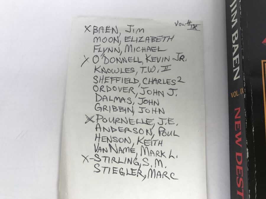 Signed First Baen Printing 1990 New Destinies, Volume IX (Signed By Jim Baen, Kevin O'Donnell Jr., Jerry Pournelle And S.M. Stirling) [Photo 3]