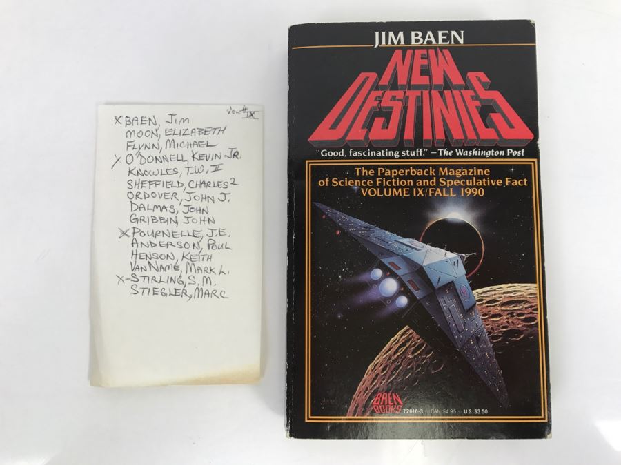 Signed First Baen Printing 1990 New Destinies, Volume IX (Signed By Jim Baen, Kevin O'Donnell Jr., Jerry Pournelle And S.M. Stirling) [Photo 2]
