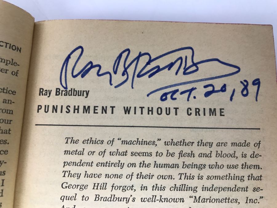 Signed Paperback Book Science Fiction Terror Tales Pocket Books (Signed By Ray Bradbury, Robert Sheckley And Alan E. Nourse) [Photo 10]