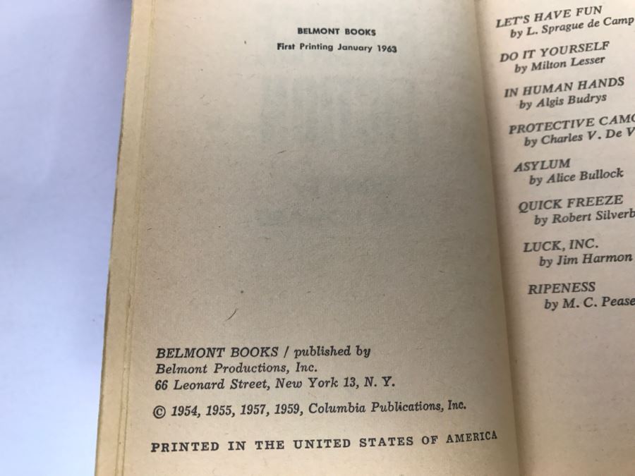 Signed First Printing 1963 Belmont Books Paperback Book Rare Science Fiction (Signed By L. Sprague De Camp, Algis Budrys And Robert Silverberg) [Photo 8]