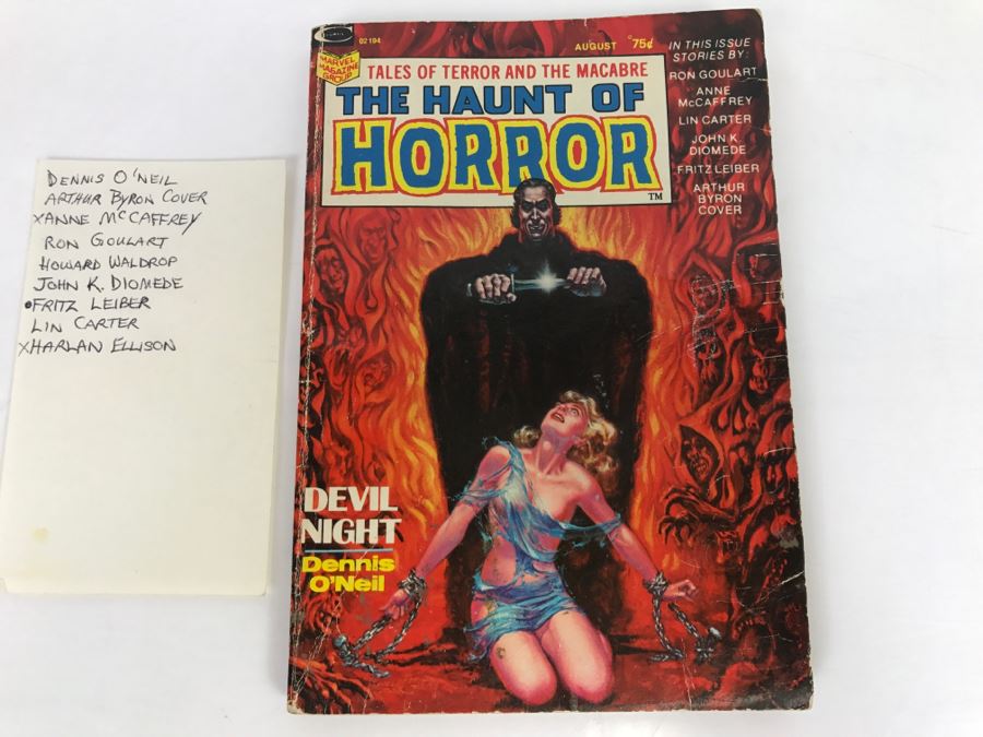 Signed Marvel Magazine Group Tales Of Terror And The Macabre The Haunt Of Horror August 1973 Signed By Anne McCaffrey [Photo 3]