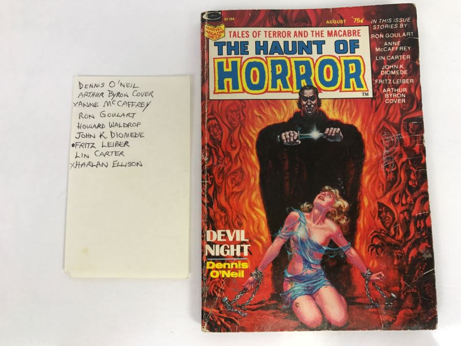 Signed Marvel Magazine Group Tales Of Terror And The Macabre The Haunt Of Horror August 1973 Signed By Anne McCaffrey [Photo 2]