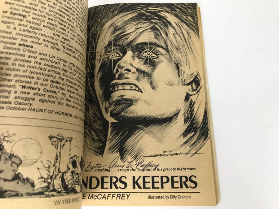 Signed Marvel Magazine Group Tales Of Terror And The Macabre The Haunt Of Horror August 1973 Signed By Anne McCaffrey [Photo 9]