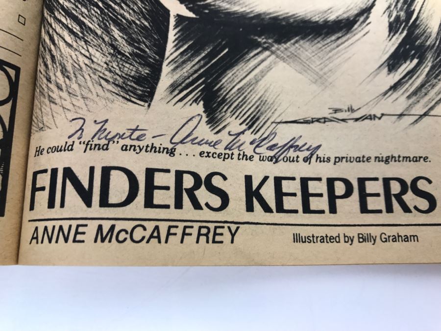 Signed Marvel Magazine Group Tales Of Terror And The Macabre The Haunt Of Horror August 1973 Signed By Anne McCaffrey [Photo 12]