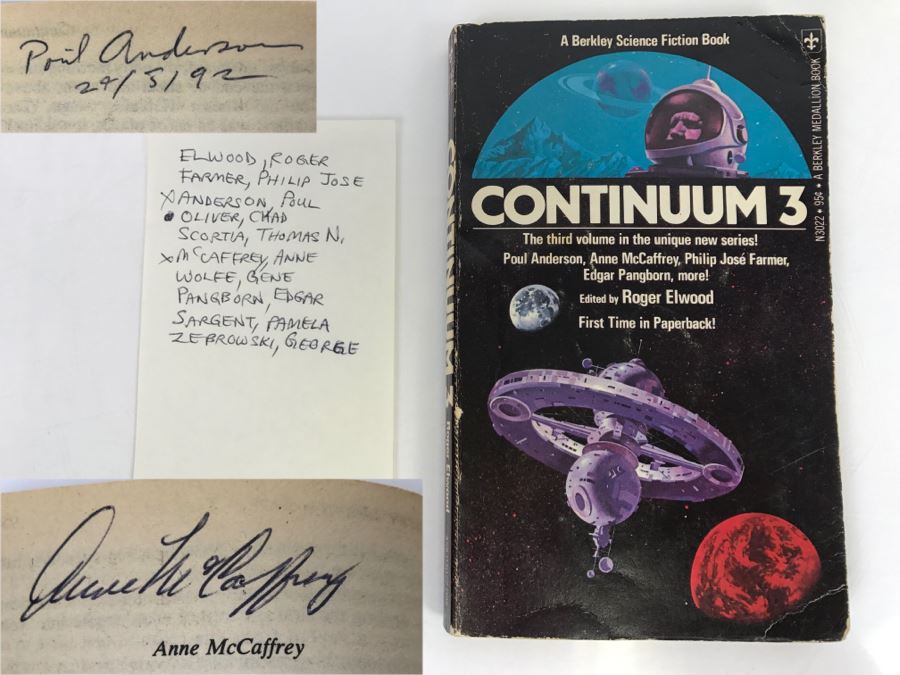 Signed 1975 Paperback Book Continuum 3 (Signed By Poul Anderson And Anne McCaffrey) [Photo 1]